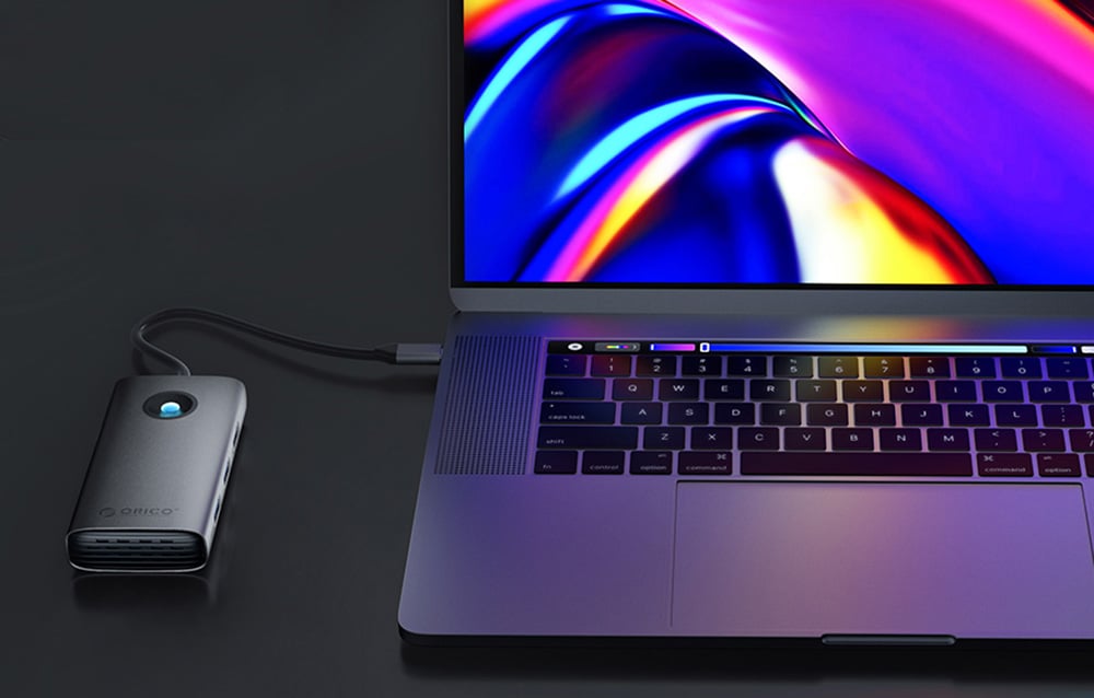 Orico 6 az 1-ben USB Type-C HUB elosztó adapter (szürke)-5