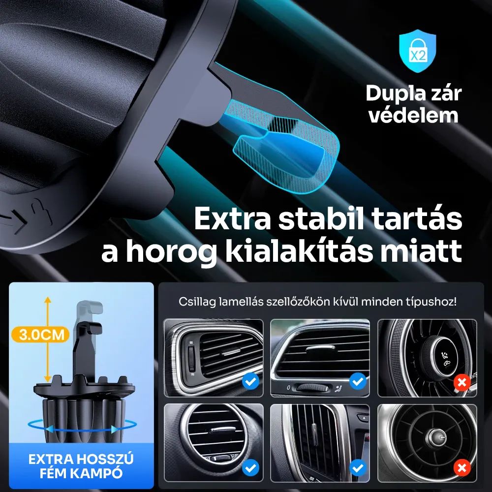Alphajack szellőzőre erősíthető autós telefontartó (SZEL-1)-1