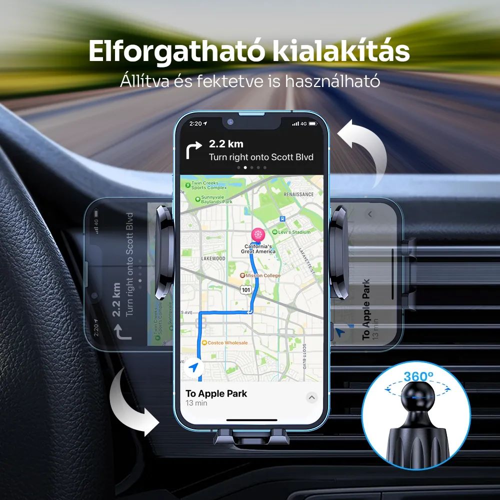 Alphajack szellőzőre erősíthető autós telefontartó (SZEL-1)-3