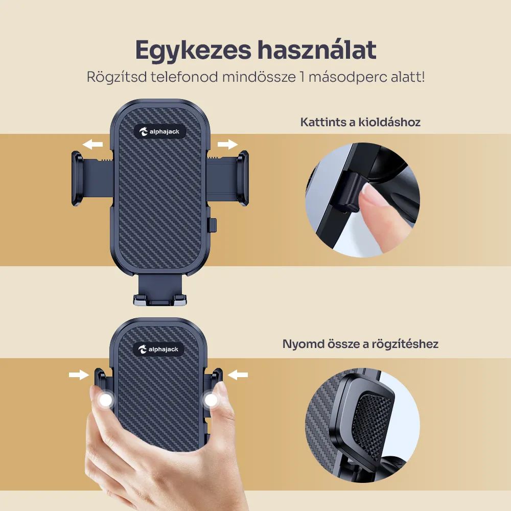 Alphajack szellőzőre erősíthető autós telefontartó (SZEL-1)-5