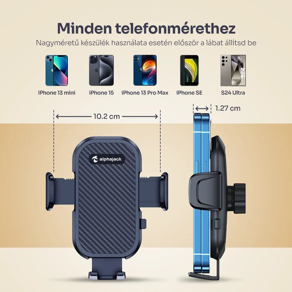 Alphajack szellőzőre erősíthető autós telefontartó (SZEL-1)-2