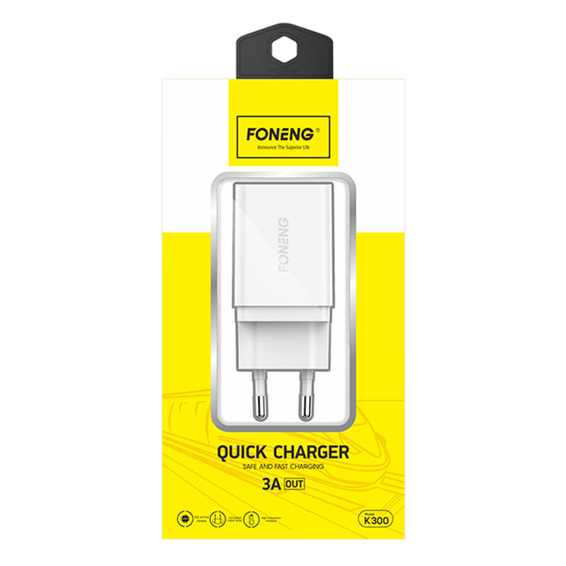 Foneng K300 USB-A hálózati töltő adapter (fehér)-1