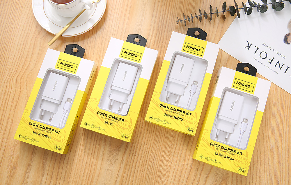 Foneng K300 USB-A hálózati töltő adapter (fehér)-2