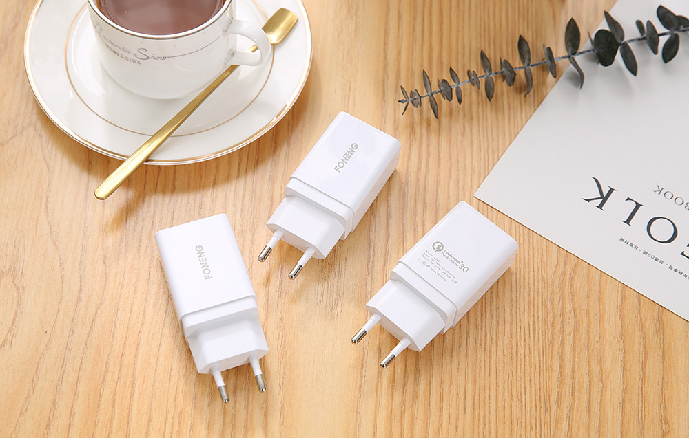 Foneng K300 USB-A hálózati töltő adapter + USB-A - USB-C kábel (fehér)-3