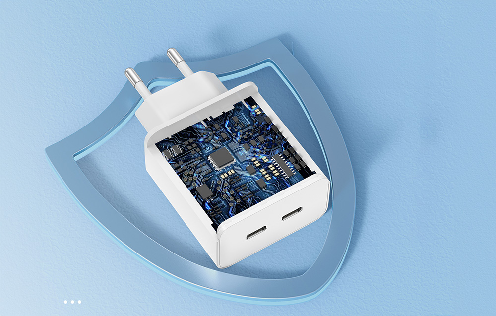 Foneng EU50 hálózati töltő adapter 2x USB-C PD 35W (fehér)-3