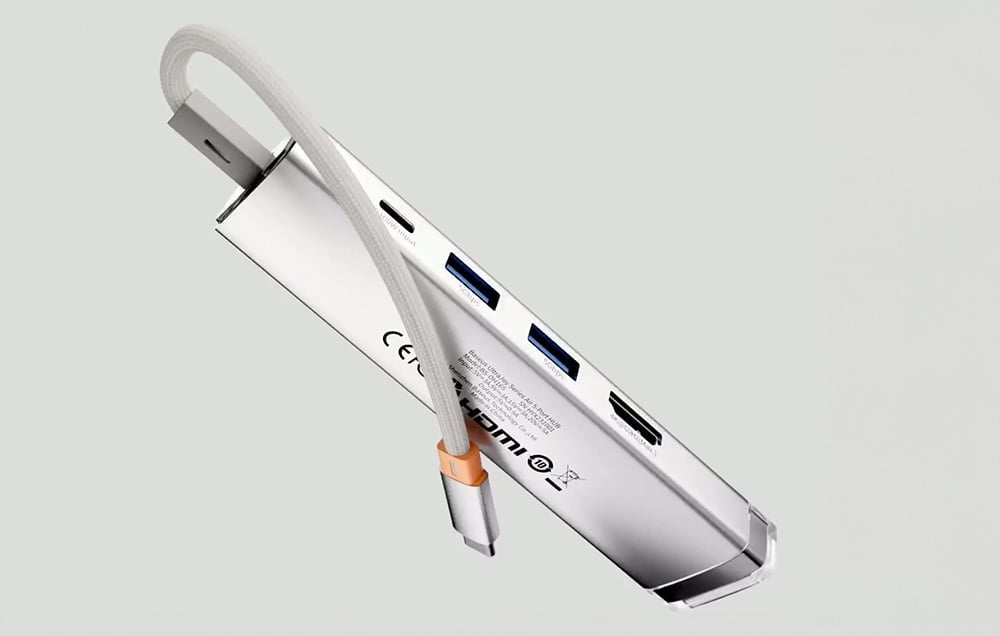 Baseus UltraJoy Series AIR 5-Portos HUB elosztó adapter Type-C - HDMI, 2xUSB3.0, PD 100W, RJ45 (ezüst)-3