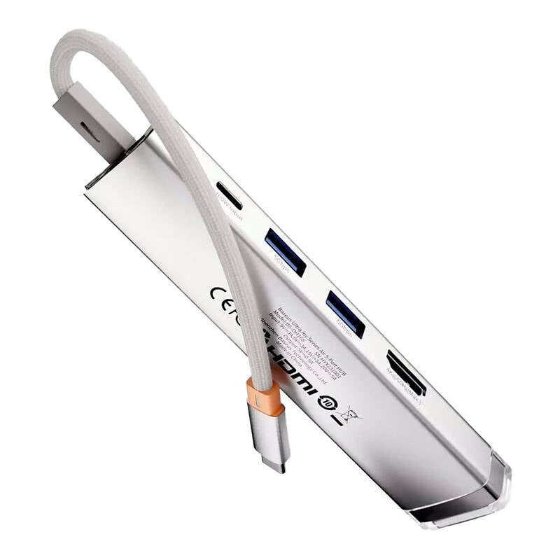 Baseus UltraJoy Series AIR 5-Portos HUB elosztó adapter Type-C - HDMI, 2xUSB3.0, PD 100W, RJ45 (ezüst)-5