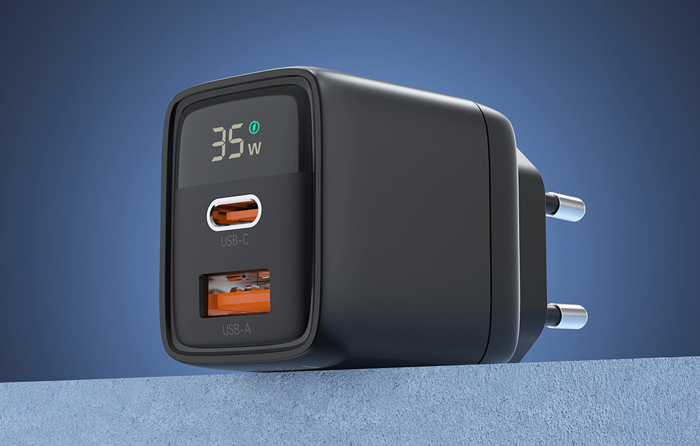 Choetech PD6052 hálózati töltő adapter GAN3 USB-A + USB-C PD35W (fekete)-1