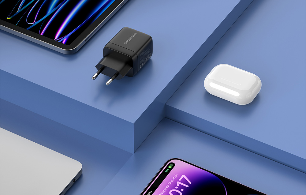 Choetech PD6052 hálózati töltő adapter GAN3 USB-A + USB-C PD35W (fekete)-3