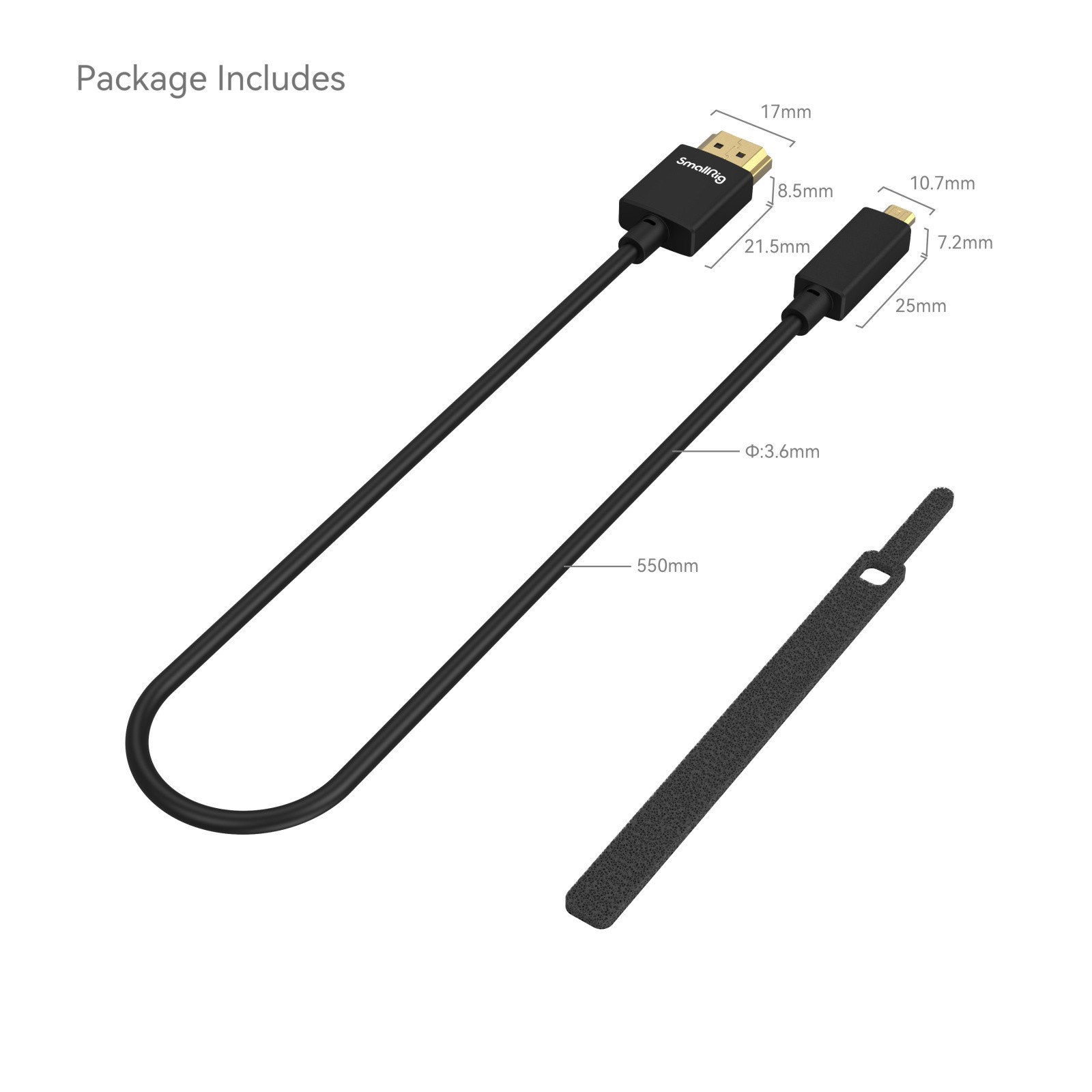 SmallRig Ultra Slim 4K HDMI kábel (D to A) 55cm (3043B)-5
