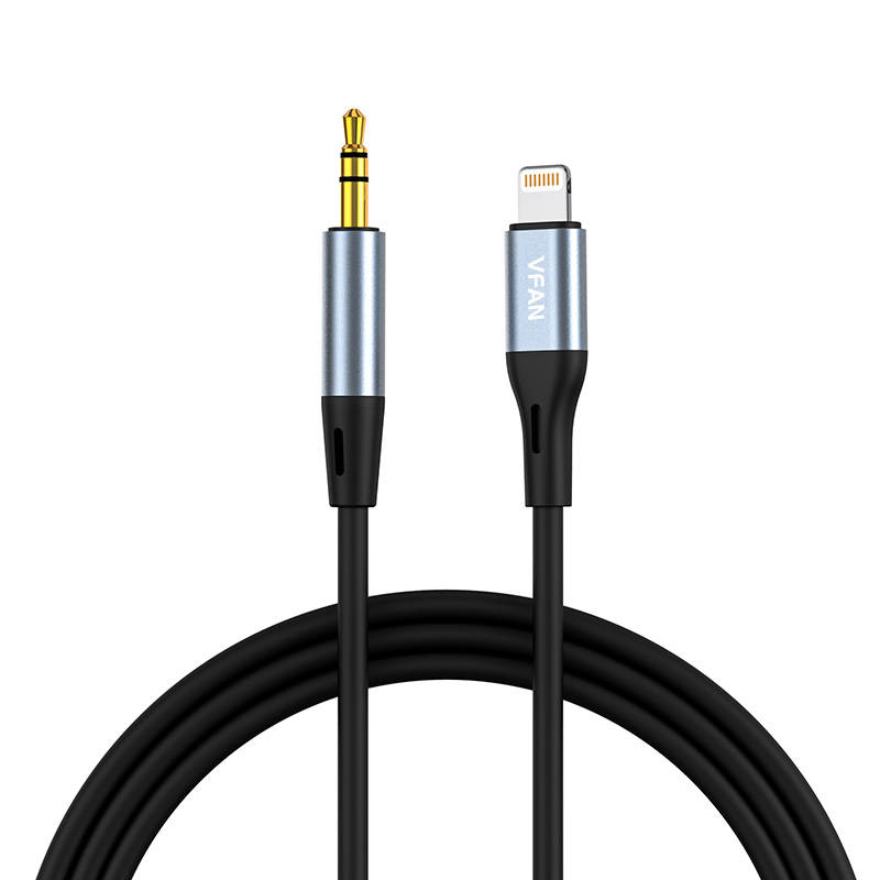 Vipfan L05 Lightning - 3.5mm-es mini jack AUX kábel, 1m (szürke)-0