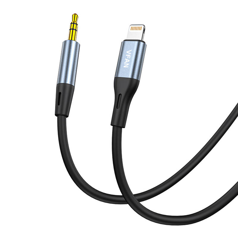 Vipfan L05 Lightning - 3.5mm-es mini jack AUX kábel, 1m (szürke)-6
