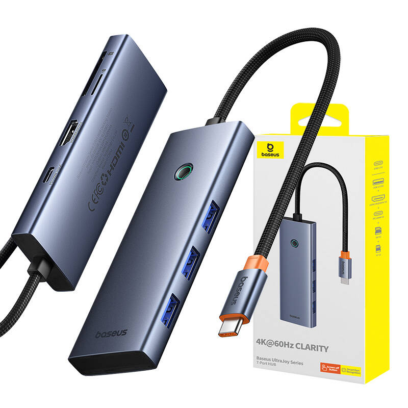 Baseus UltraJoy 7 az 1-ben USB-C HUB elosztó adapter USB-C - HDMI, VGA, 4xUSB 3.0, PD (szürke)-3