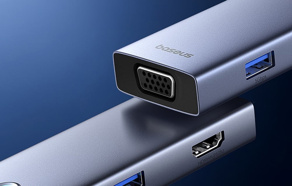 Baseus UltraJoy 7 az 1-ben USB-C HUB elosztó adapter USB-C - HDMI, VGA, 4xUSB 3.0, PD (szürke)-7