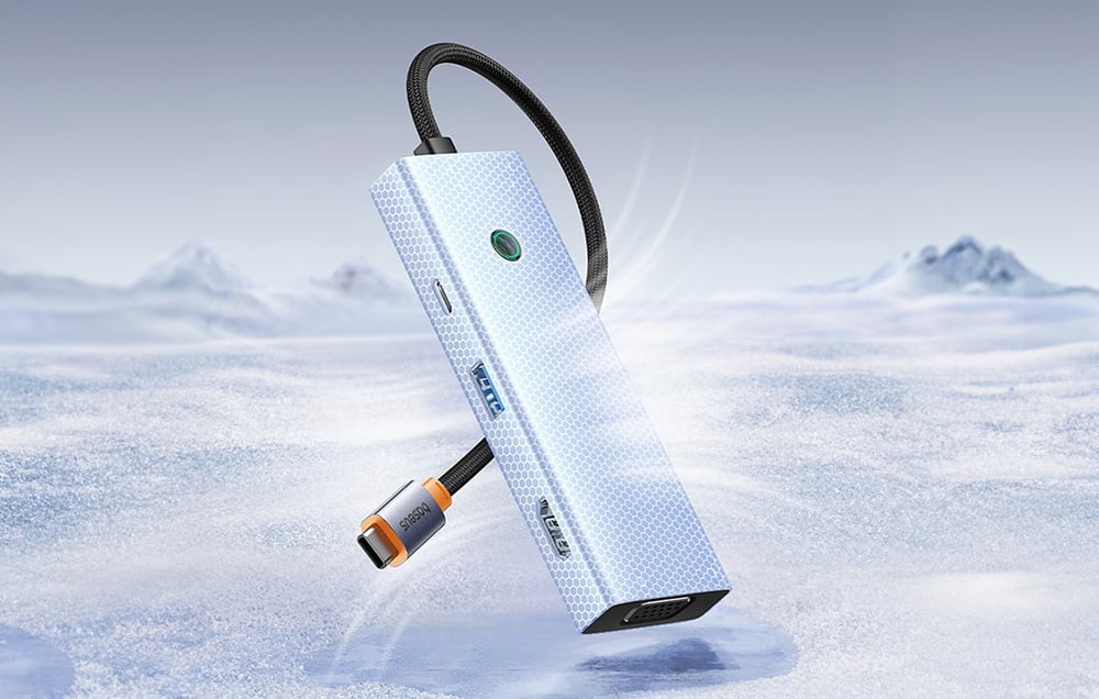 Baseus UltraJoy 7 az 1-ben USB-C HUB elosztó adapter USB-C - HDMI, VGA, 4xUSB 3.0, PD (szürke)-5