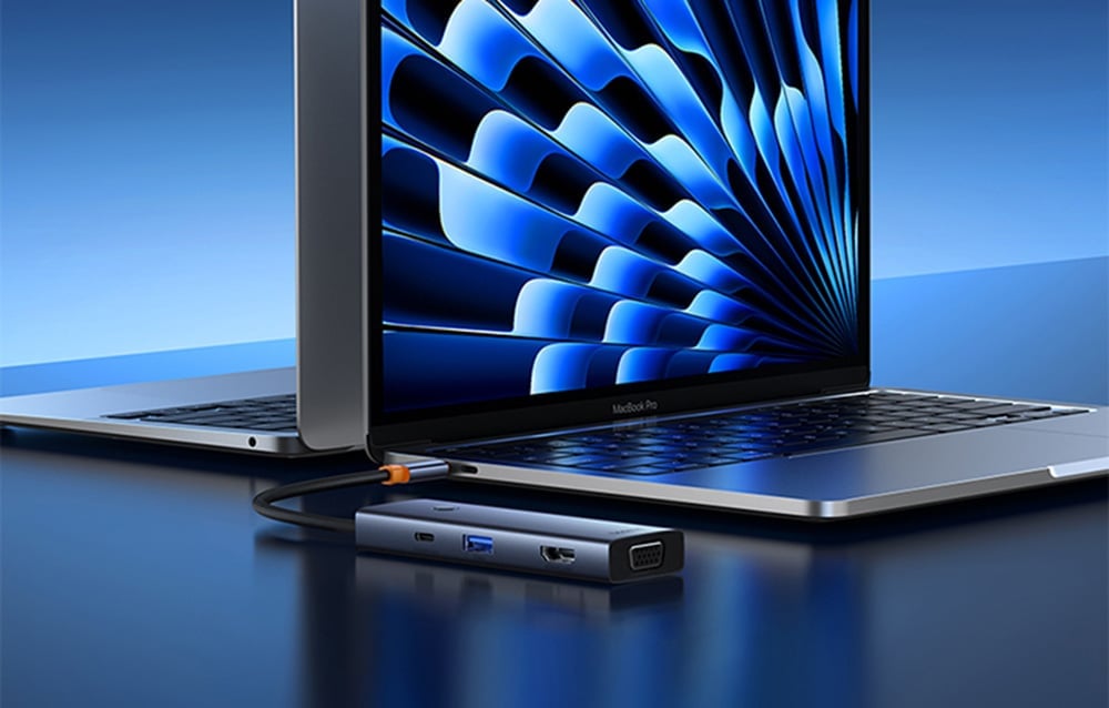 Baseus UltraJoy 7 az 1-ben USB-C HUB elosztó adapter USB-C - HDMI, VGA, 4xUSB 3.0, PD (szürke)-6