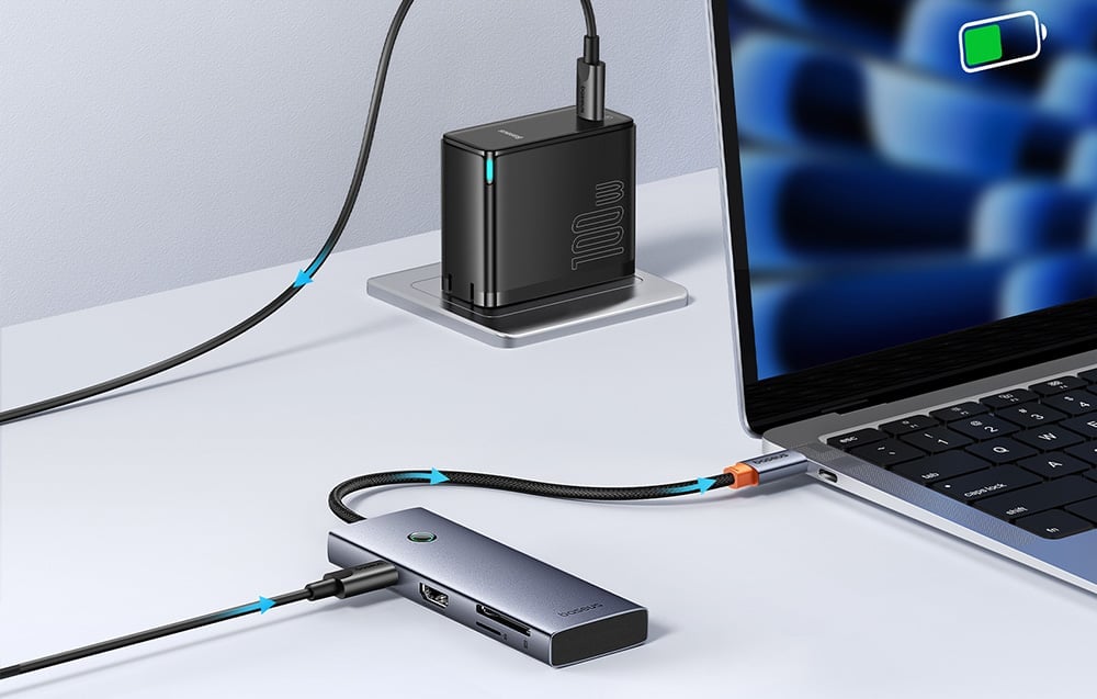 Baseus UltraJoy 7 az 1-ben USB-C HUB elosztó adapter USB-C - HDMI, VGA, 4xUSB 3.0, PD (szürke)-1