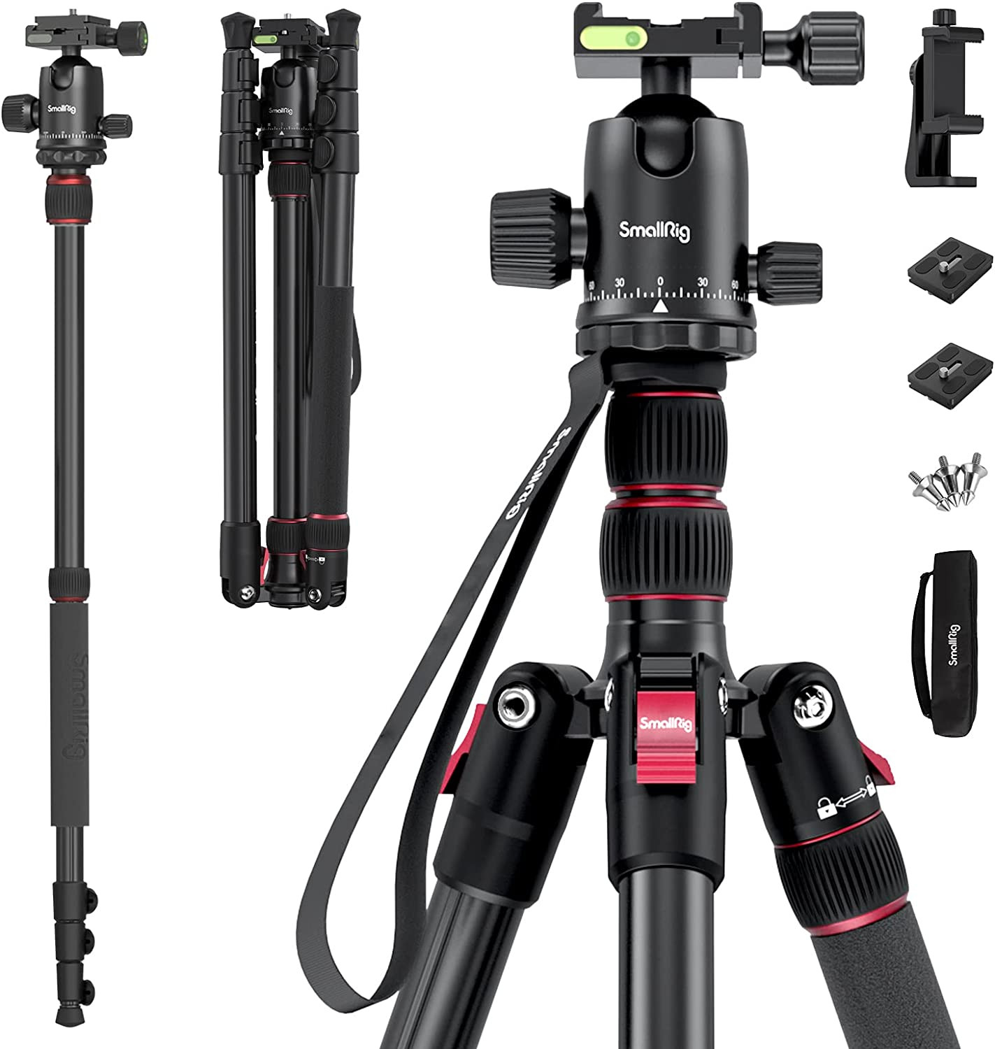 SmallRig CT-20 alumínium tripod, fényképezőgép állvány gömbfejjel (3474C)-7