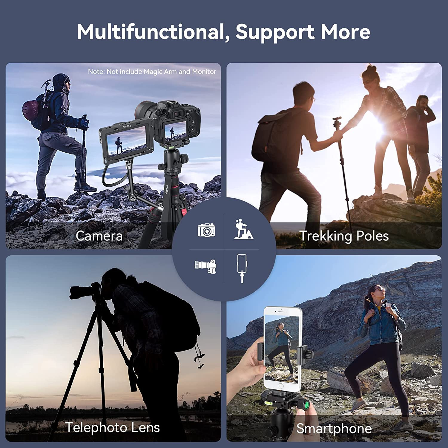 SmallRig CT-20 alumínium tripod, fényképezőgép állvány gömbfejjel (3474C)-4