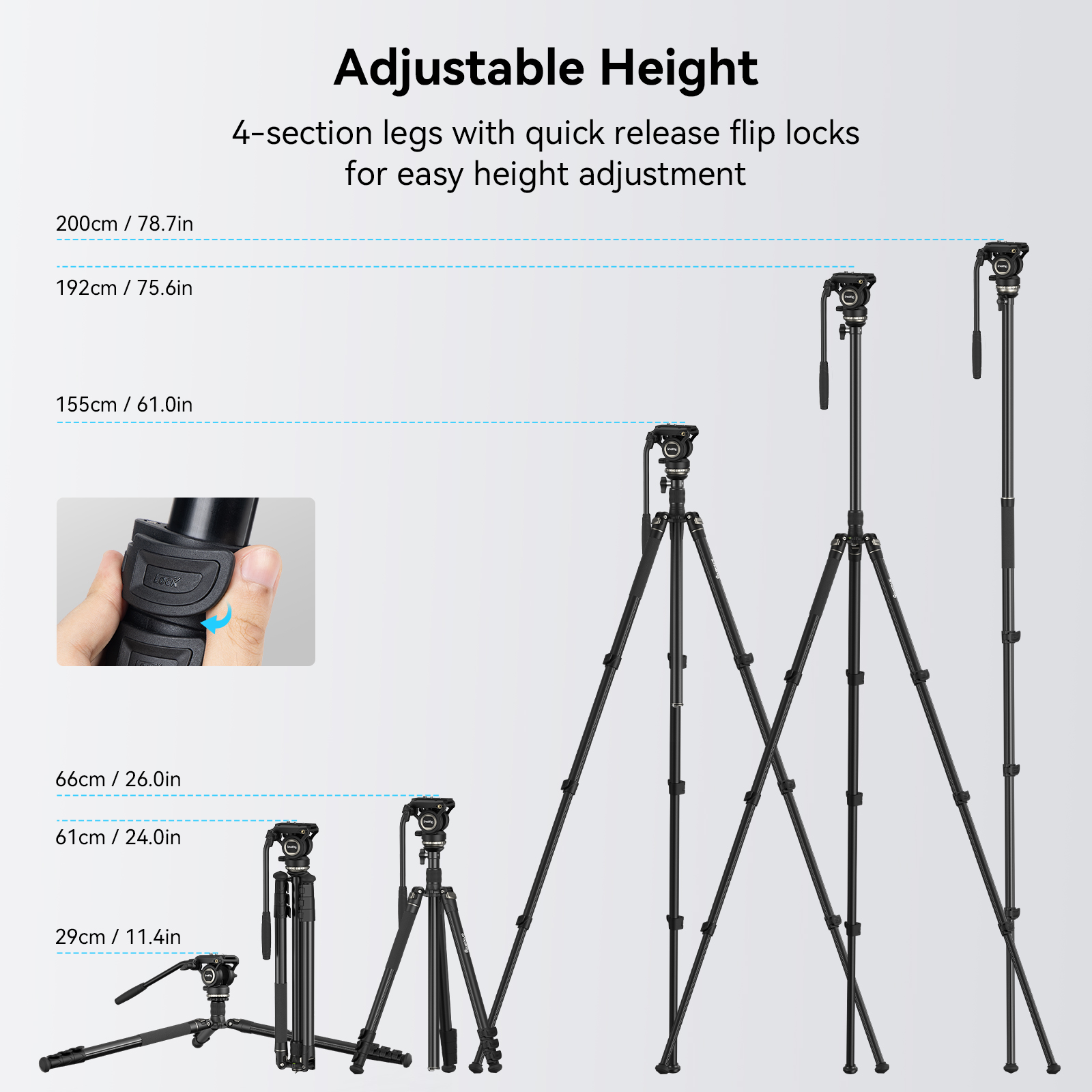 SmallRig Video Tripod Kit CT210, fluid fejes állvány (4475)-7