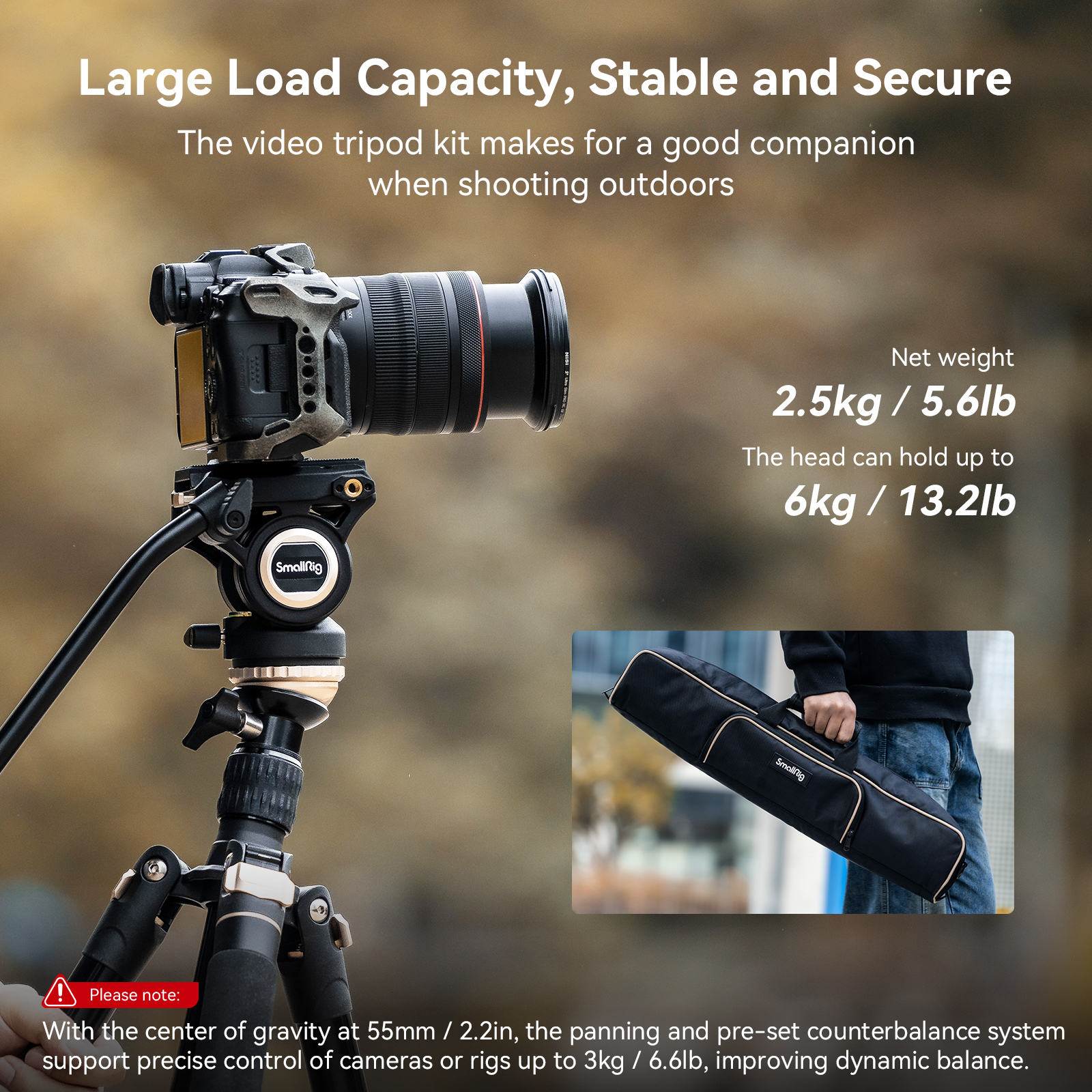 SmallRig Video Tripod Kit CT210, fluid fejes állvány (4475)-5