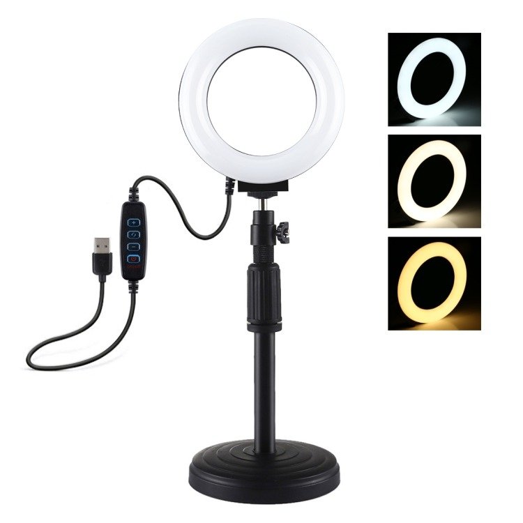 PULUZ LED körfény, körlámpa, ringlight állítható asztali állvánnyal (PU391)-0