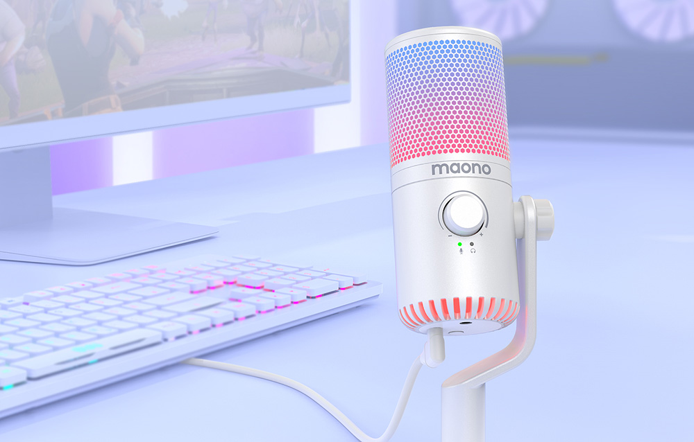 Maono DM30RGB gaming, gamer mikrofon RGB világítással fehér-4