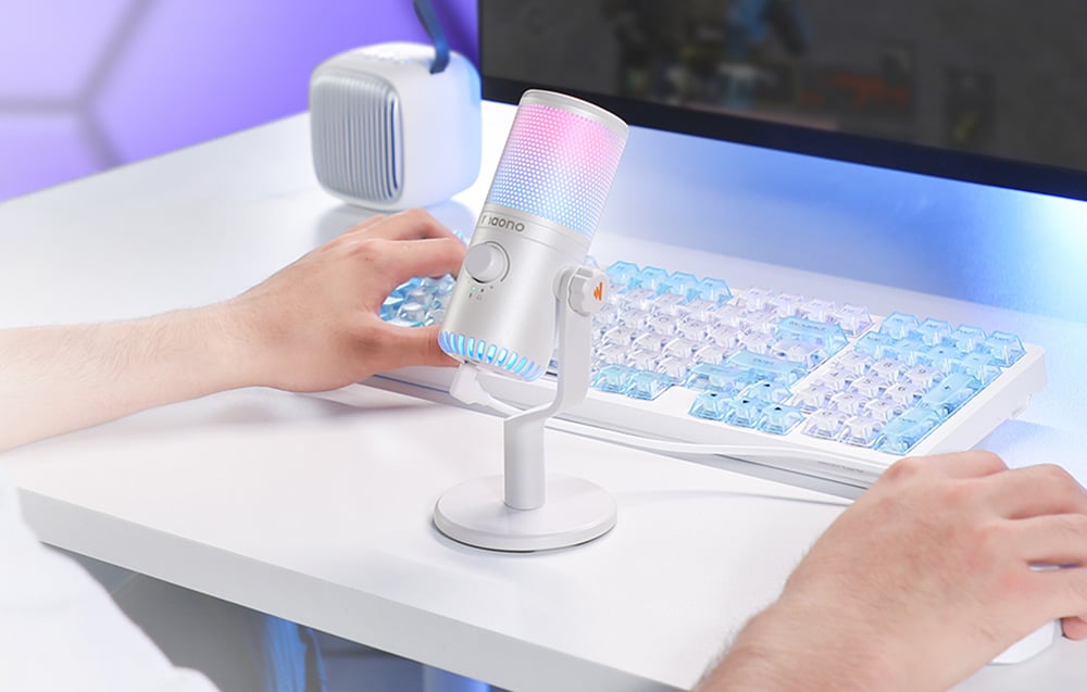 Maono DM30RGB gaming, gamer mikrofon RGB világítással fehér-5