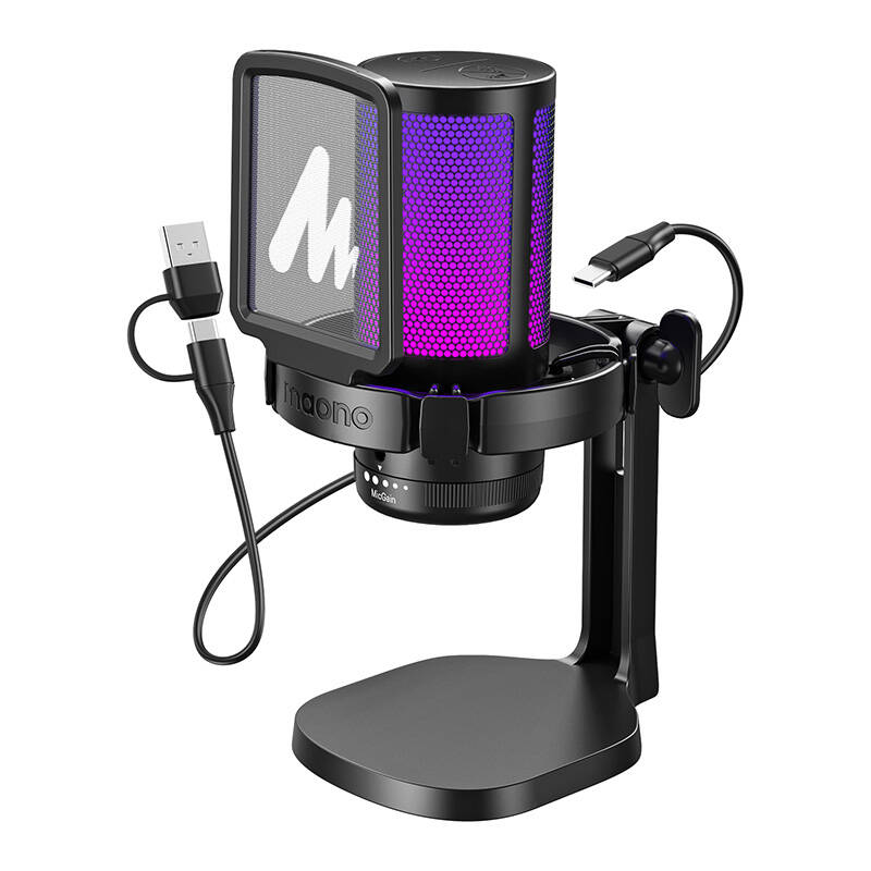 Maono DGM20 gaming, gamer mikrofon pop filterrel, RGB világítással fekete-5