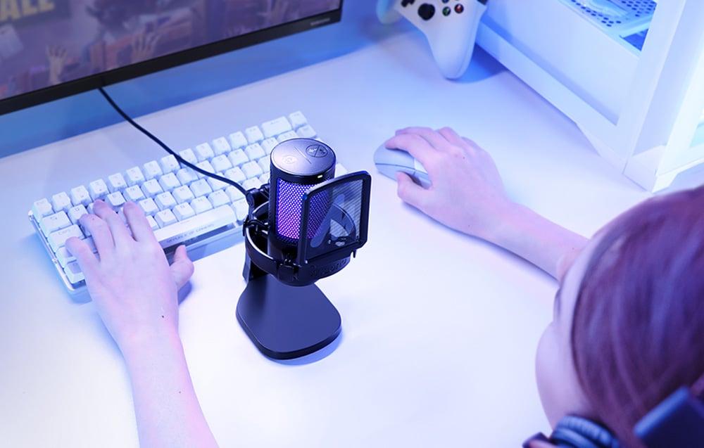 Maono DGM20 gaming, gamer mikrofon pop filterrel, RGB világítással fekete-2