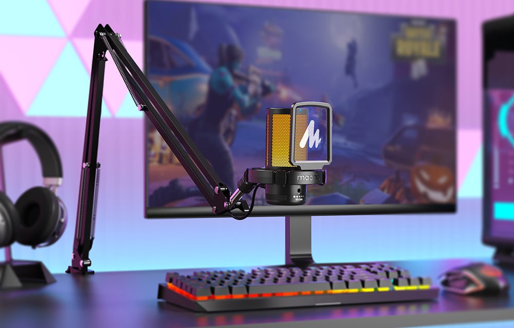 Maono DGM20S gaming, gamer mikrofon pop filterrel, állvánnyal, RGB világítással fekete-3