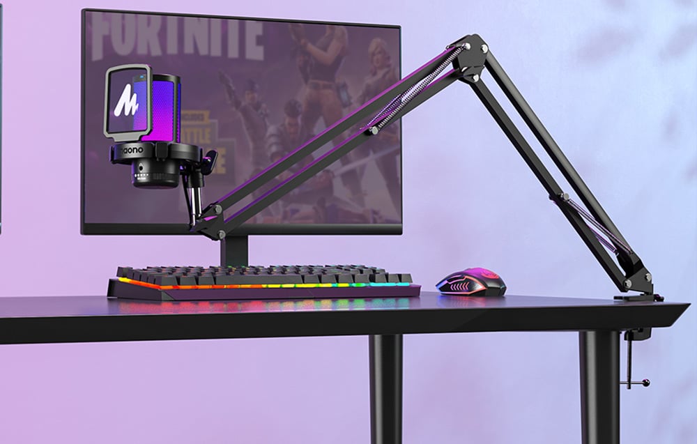 Maono DGM20S gaming, gamer mikrofon pop filterrel, állvánnyal, RGB világítással fekete-2