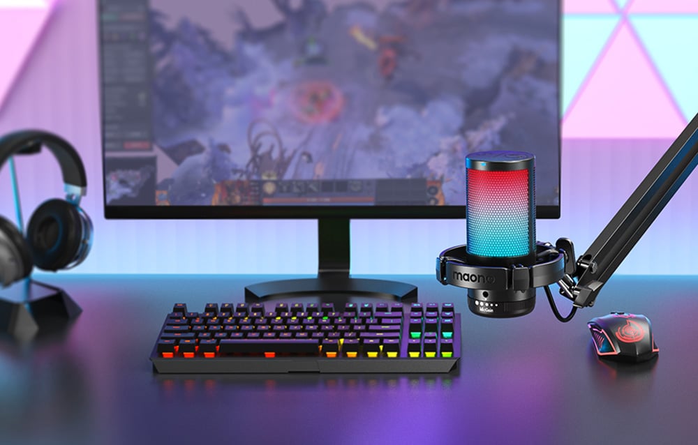 Maono DGM20S gaming, gamer mikrofon pop filterrel, állvánnyal, RGB világítással fekete-5