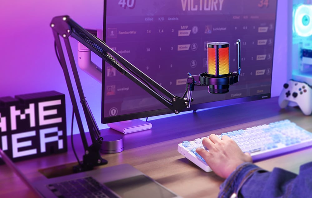 Maono DGM20S gaming, gamer mikrofon pop filterrel, állvánnyal, RGB világítással fekete-4