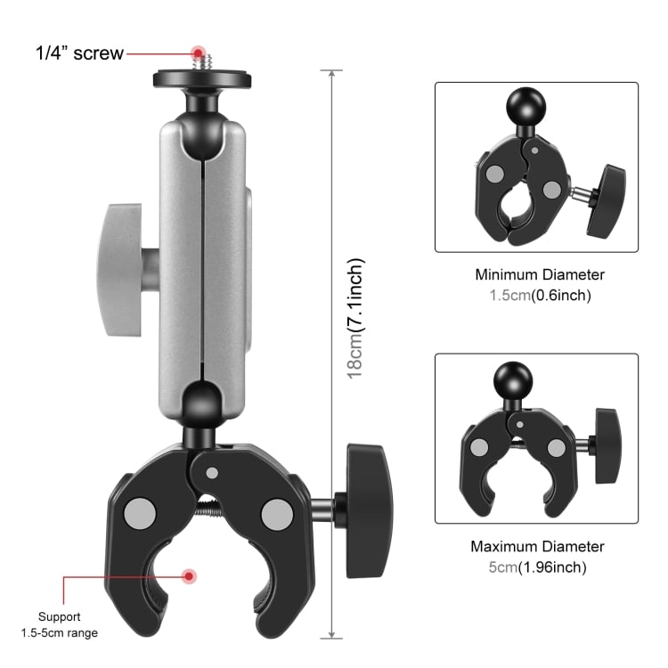 PULUZ kormányra rögzíthető akciókamera tartó magic arm (PU867B)-1