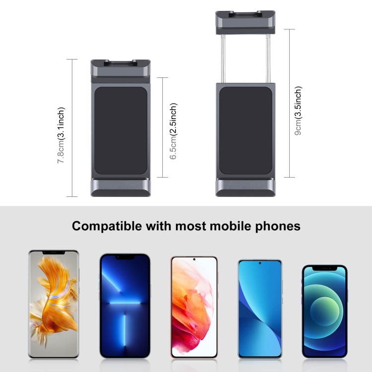 PULUZ fém mobiltelefon rögzítő, telefontartó adapter vakupapucs foglalattal (PU3205B)-2