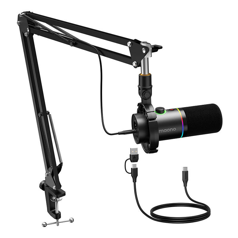 Maono PD200XS dinamikus gaming, gamer mikrofon állvánnyal, RGB világítással fekete-1