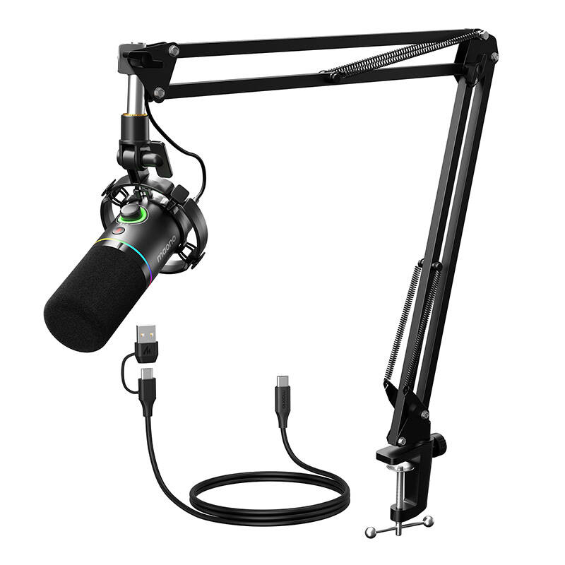Maono PD200XS dinamikus gaming, gamer mikrofon állvánnyal, RGB világítással fekete-2