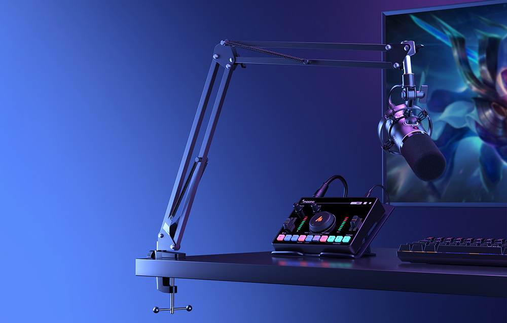 Maono PD200XS dinamikus gaming, gamer mikrofon állvánnyal, RGB világítással fekete-6