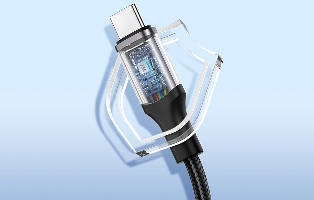 Rocoren USB-A - USB-C Retro Series 2m 100W gyorstöltő kábel (szürke)-2