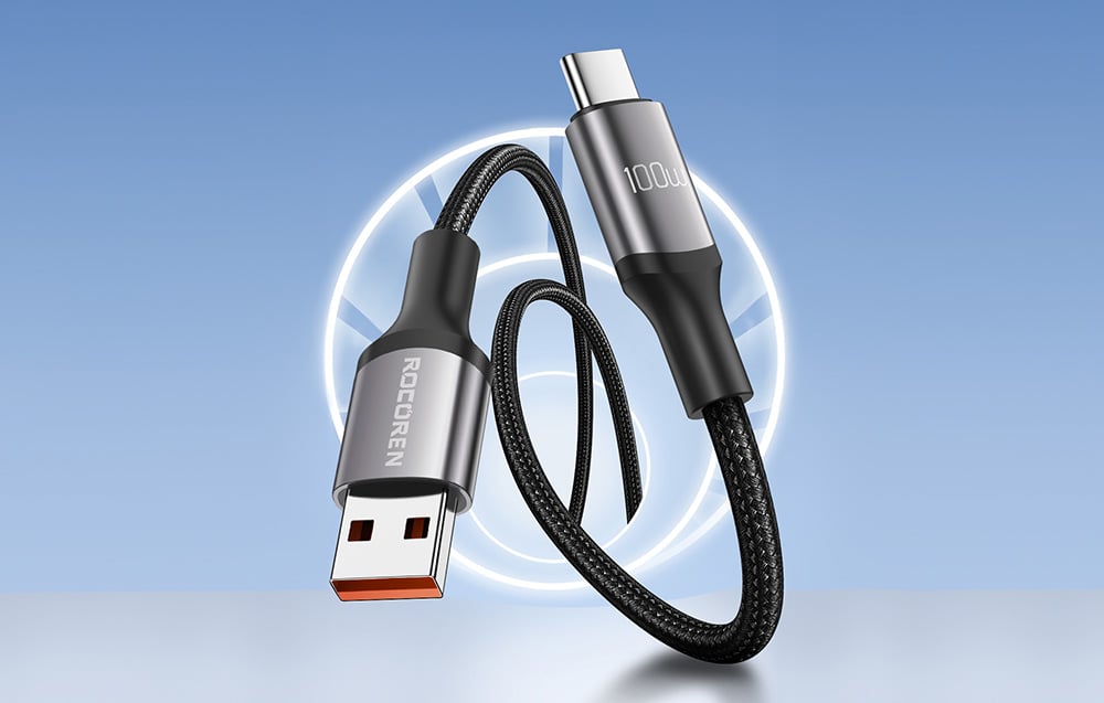 Rocoren USB-A - USB-C Retro Series 2m 100W gyorstöltő kábel (szürke)-4