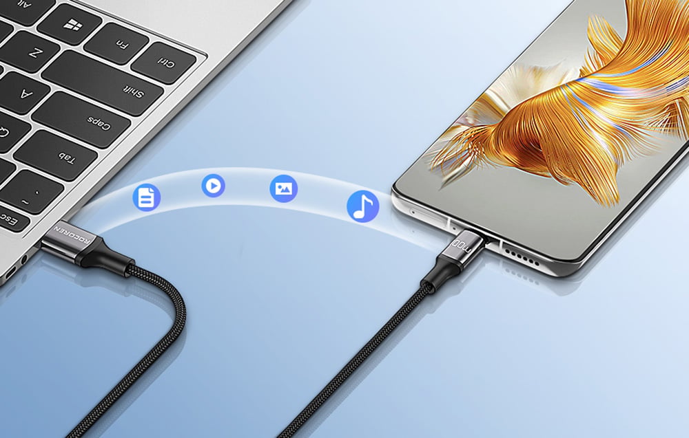Rocoren USB-A - USB-C Retro Series 2m 100W gyorstöltő kábel (szürke)-3
