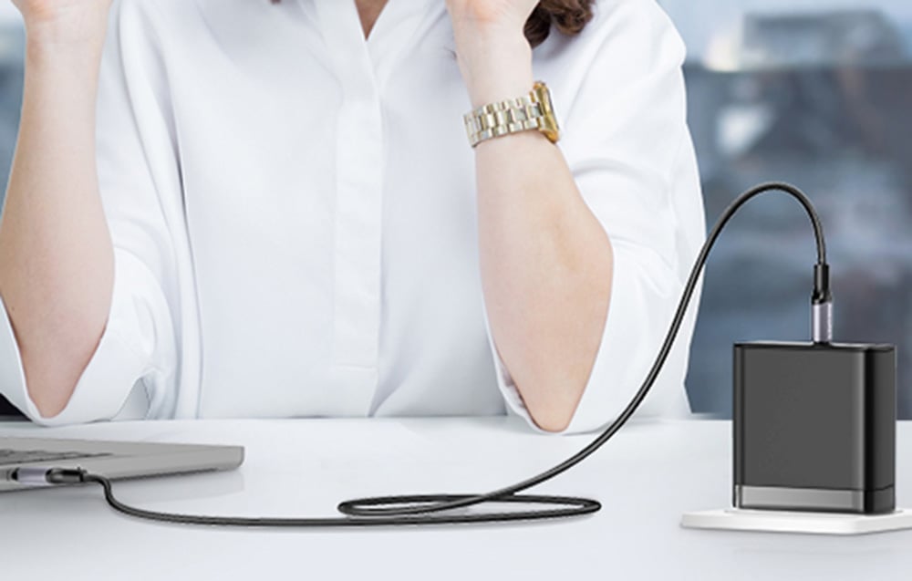 Rocoren USB-C - USB-C Retro Series 1m 60W gyorstöltő kábel (szürke)-3