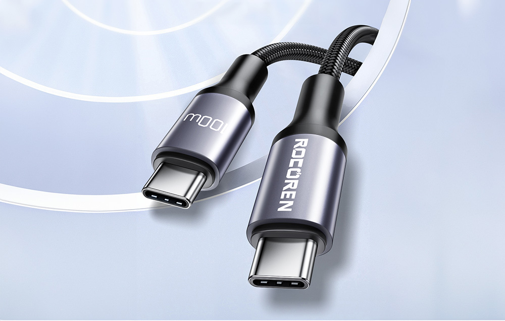 Rocoren USB-C - USB-C Retro Series 2m 100W gyorstöltő kábel (szürke)-4