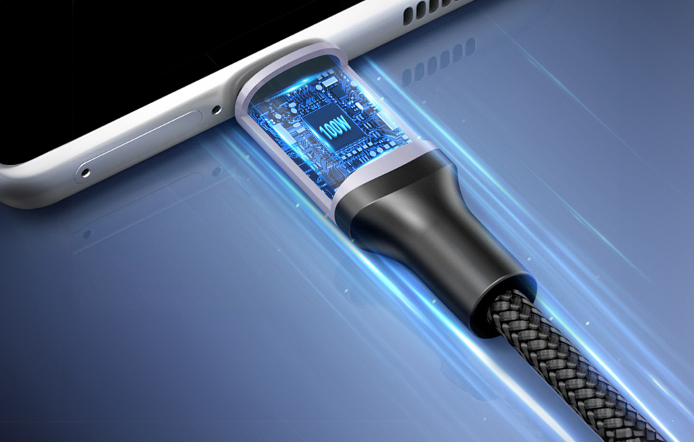 Rocoren USB-C - USB-C Retro Series 3m 100W gyorstöltő kábel (szürke)-3
