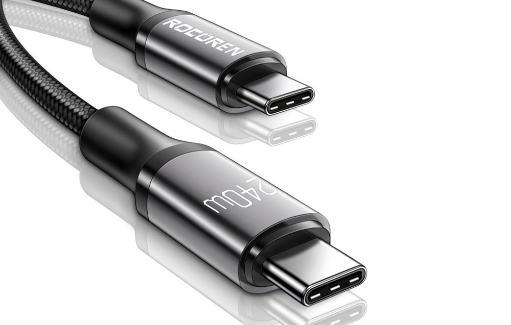 Rocoren USB-C - USB-C Retro Series 2m 240W gyorstöltő kábel (szürke)-4
