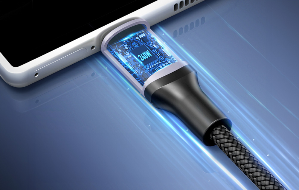Rocoren USB-C - USB-C Retro Series 1m 240W gyorstöltő kábel (szürke)-2