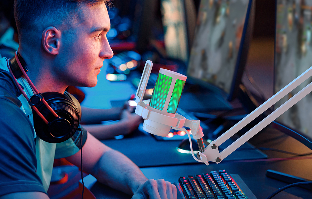 Maono DGM20 gaming, gamer mikrofon pop filterrel, RGB világítással fehér-5