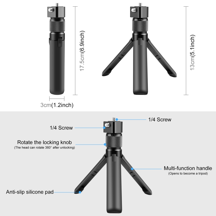 PULUZ Insta360 X3 / X4 forgatható fogantyús, teleszkópos selfie bot állvány, 110cm (fekete) (PU887B)-2