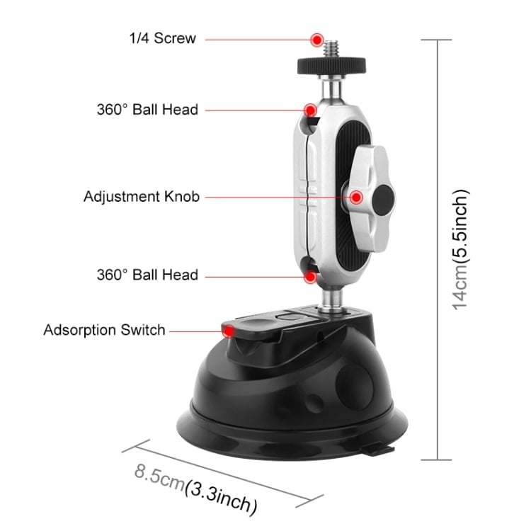 PULUZ tapadókorongos magic arm 1/4'' mobiltelefon tartóval és akciókamera adapterrel (PU861)-5